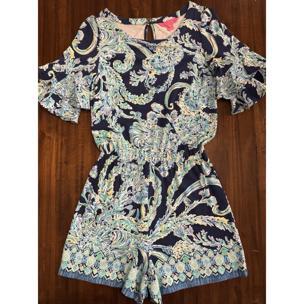 Lilly Pulitzer Lula Romper in "High Tide Navy It's For Shore" Print Size XS